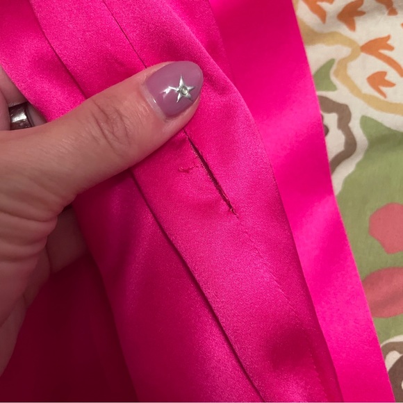 dMn Paris Pink Silk Overall Wide Leg High Rise Pants Size 34 - Picture 3 of 5